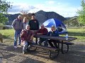 No 101 In back, Larry, Debbie, and Rob. In front, Cy, Kevin and wife Diane at Devils Elbow campground at Hauser Lake.